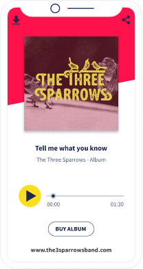 A QR Code landing page with a music sample of a band in MP3 format.